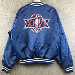 Vintage 90s Super Bowl XXVI Varsity Satin Bomber Jacket size XL